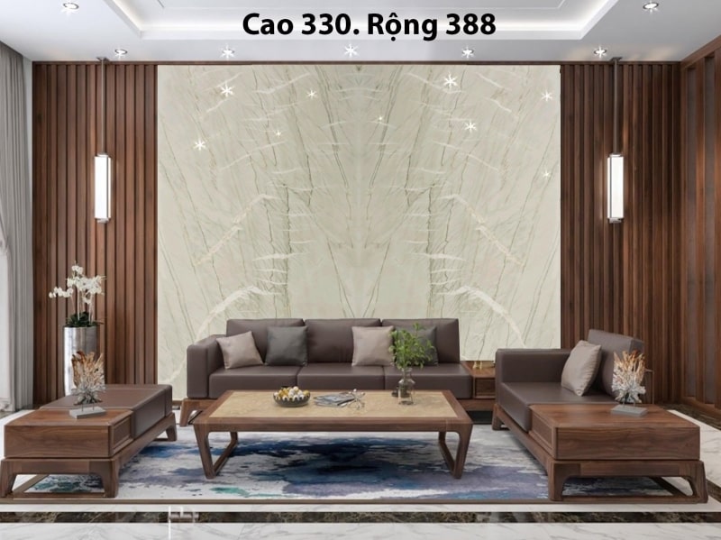 Tranh Đá Thạch Anh Trắng Ốp Vách Sau Ghế Sofa